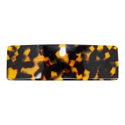 France Luxe Classic Faux Tortoise Shell Rectangular Barrette – Amber and Black - Image 1 of 4