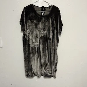 Madewell Velvet Silk Mini Dress Small Shirt Dress Short Sleeve Bow Tie Back - Picture 1 of 4