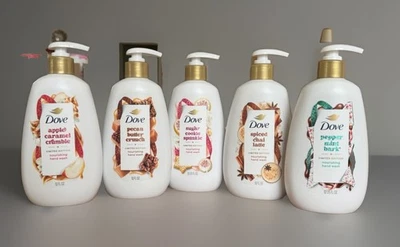 5 Dove Holiday Hand Wash Apple Carmel Pecan Sugar Cookie Spiced Chai Peppermint - Image 1 of 2