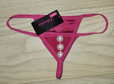 New Women's Pink Beaded Crotchless Thong Underwear One Size UK 8/10 - Image 1 of 2