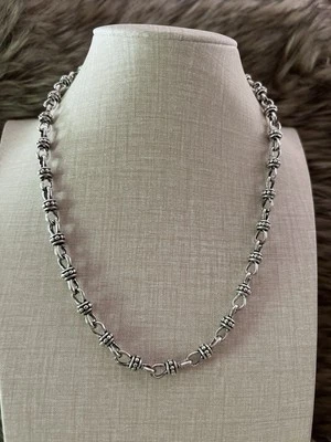 Collar de eslabones de cadena de cable estilo Bali tono plata Premier Designs 18,25 pulgadas Foto 1 de 3