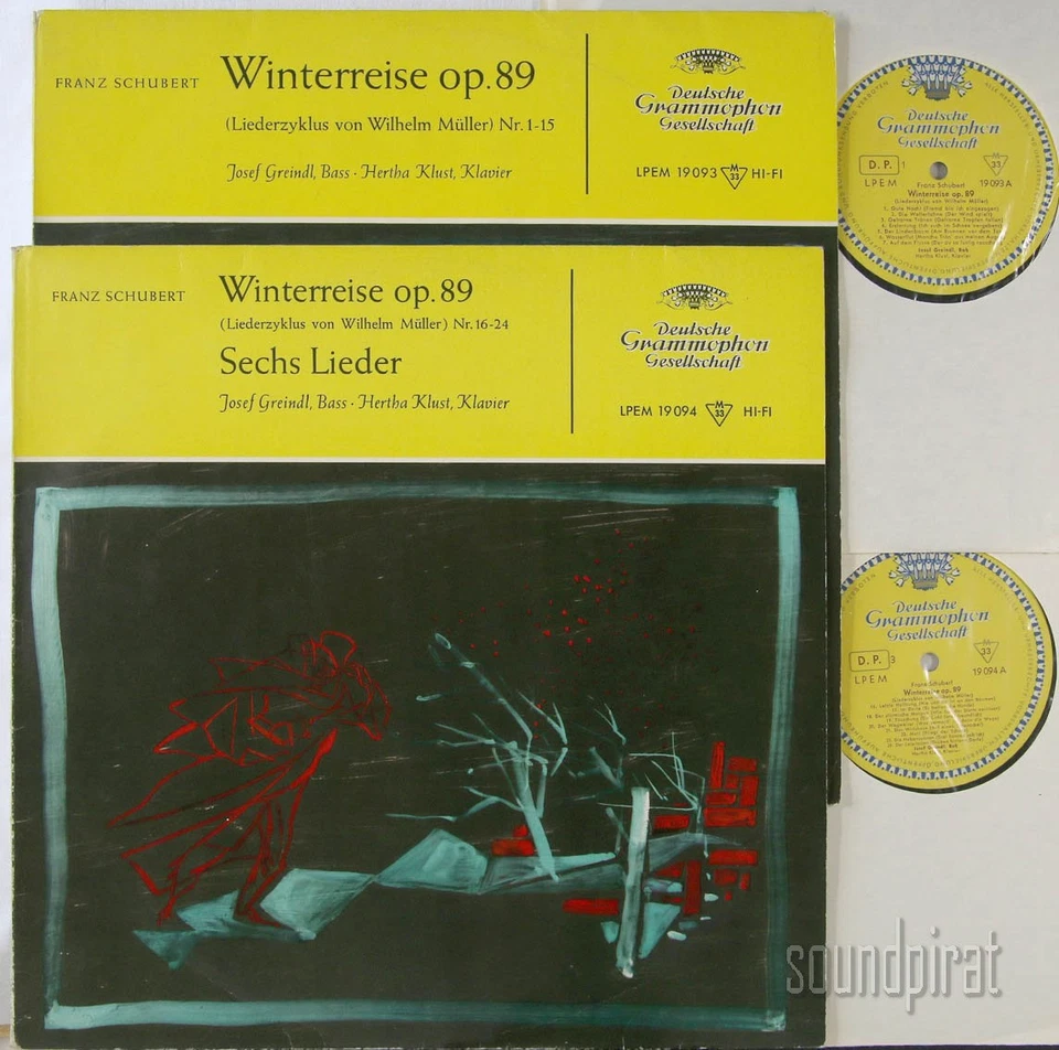 JOSEF GREINDL & KLUST SCHUBERT WINTERREISE DGG ED.1 TULIP 2 LP LPEM 19093/94 NM - Image 1 of 4