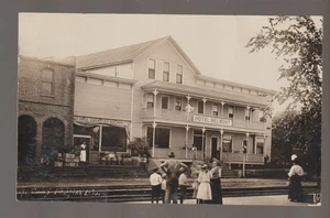 Camp Douglas WISCONSIN RPPC 1909 SALOON Tavern GEORGE EBERHART Hotel Belmont WI - Picture 1 of 2