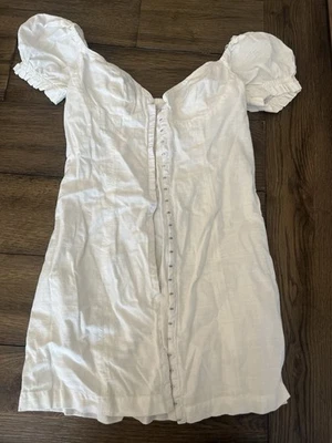 Mini Vestido Urban Outfitters Britney Gancho y Ojo Blanco Algodón Gasa Talla Pequeña Foto 1 de 2