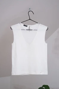 Akris Luxus Damen weiß Baumwolle & Seide Strick ärmellos Top Größe US 8 - Bild 1 von 15