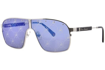 Tonino 兰博基尼 TL507 太阳镜男式银色/碳纤维/蓝色装饰盾 55 毫米 — 第 1/4 张图片