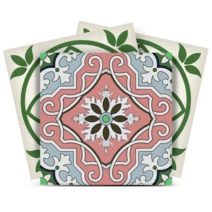 6" X 6" Vintage Green And Taupe Mosaic Peel And Stick Removable Tiles - Picture 1 of 8