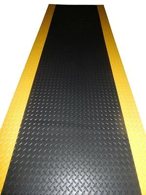 Diamond Surface Rubber Runners Mat 3' width Yellow Border 1/8 thick - Image 1 of 2
