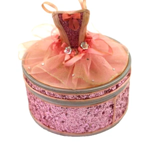 Ballerina Tutu Glitter Lidded Trinket Box 5x4 - Picture 1 of 7