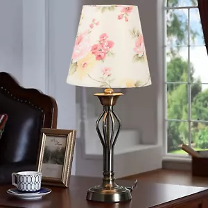 Cloth Lamp Shade Flower Pattern Clip On Bulb Lampshade for Table Lamp Chandelier - Picture 1 of 12
