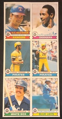 1979 O-Pee-Chee Baseball Trading Card Uncut 6 Card Sheet - Image 1 of 2