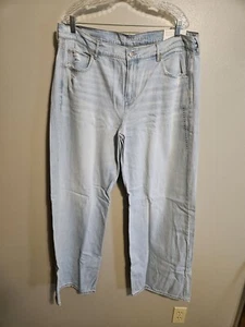 NWT American Eagle Womens Low- Rise Skater Jean Baggy Wide Leg Ice Blue Size 18L - Picture 1 of 8