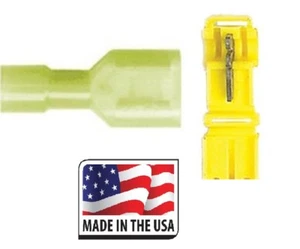(100) T-Tap/Male (50/50) Insulated Connector Wire Terminal QD Nylon 12-10 Ga  - Picture 1 of 1