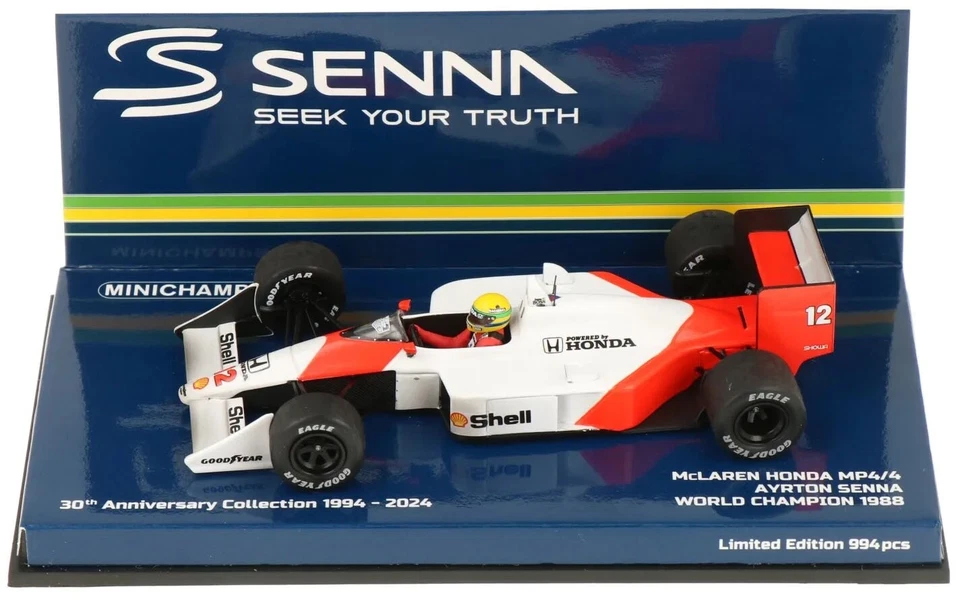 Minichamps McLaren MP4/4 World Champion 1988 Race Worn - Ayrton Senna 1/43 Scale - Image 1 of 4