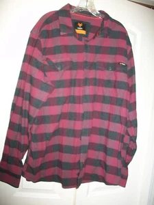 HAWK X  Men's Long Sleeve Flannel Plaid/Check Shirt   Size XL Maroon & black - Picture 1 of 3