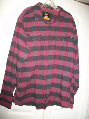 HAWK X  Men's Long Sleeve Flannel Plaid/Check Shirt   Size XL Maroon & black - Image 1 of 3