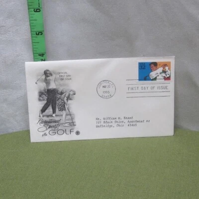 GOLFING first day issue Recreational Sports golf stamp 1995 pop art - Image 1 of 2