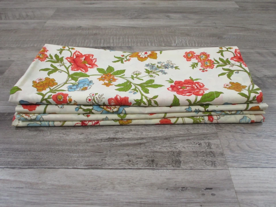 De Colección Funda de Almohada Bibb Rojo Crema Floral Estuche Años 80 20X31 Estándar Retro Juego de 4 Foto 1 de 4
