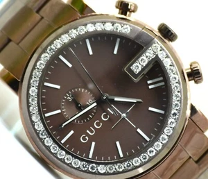 New Men's Gucci Chrono Custom Set Real Diamond Watch YA101341 - Picture 1 of 6