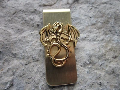 DRAGON GOLD PLATED BRASS MONEY CLIP - FATHER'S DAY - UNIQUE  - Image 1 of 2