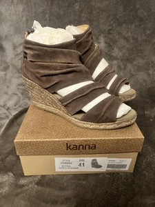 Kanna braunes Wildleder UK Größe 7 - Keilabsatz - brandneu im Karton - Slipper - Bild 1 von 8