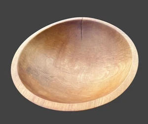 Antique Wood Dough Bowl Out of Round Rustic Primitive 10 ½”” x 11  Honey Color - Picture 1 of 5