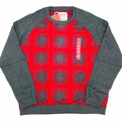 Mossimo Supply Co Sweater Men’s XXL  Red GrayCotton Outdoor Plaid Preppy - Image 1 of 4