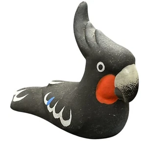 Vintage Gloria A Davis Handpainted Parrot Terracotta Figurine Cockato Signed - Picture 1 of 6