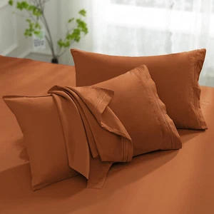 Microfiber Pillow - King Size Set of 2-1800 Thread Count Ultra Soft Caramel Pump - Picture 1 of 7