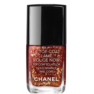 Abrigo de uñas Chanel Rouge Noir esmalte superior dorado brillante edición limitada nuevo Foto 1 de 3