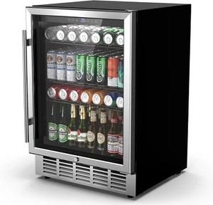 Beverage Refrigerator Cooler 24" Built-In Single Glass Door Adjustable Thermosta - Picture 1 of 7