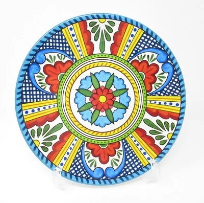 Juego de 4 Platos de Melamina Almuerzo Ensalada Lado Azulejo Mexicano Diseño 9" Azul Amarillo Foto 1 de 2
