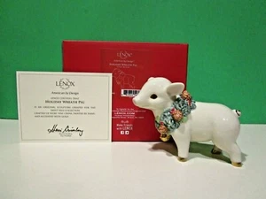 LENOX HOLIDAY WREATH Navidad CERDO escultura -- -- -- -- -- NUEVO en CAJA con certificado de autenticidad - Imagen 1 de 6