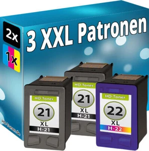 TINTE PATRONEN für HP 2x 21+22 XL DESKJET D2360 D2460 F2180 F2224 F228 - Bild 1 von 5