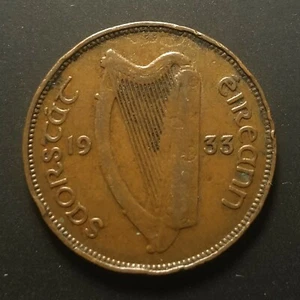 1933 Ireland 1/2 Penny KM #2 World Coin - Picture 1 of 2
