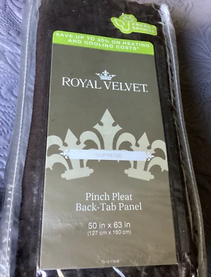 JCP Royal Velvet Pinch Pleat Back Tab Panel 50" x 63" Brown Supreme NEW - Image 1 of 4