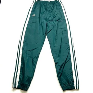Pantalones deportivos Adidas vintage para hombre verdes medianos 3 rayas 100 % nailon cremallera al tobillo - Imagen 1 de 24