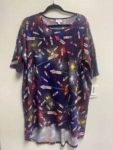 LuLaRoe Irma Sz. L / XL Patriotic Themed Women's Top Navy NWT FIREWORKS - Picture 1 of 5