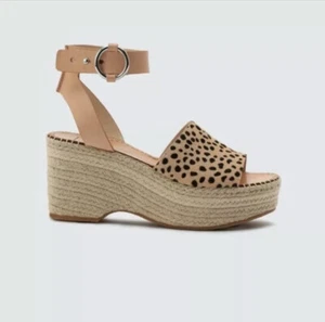 New Womens Dolce Vita Lesly Leopard Calf Hair Ankle Strap Espadrille Sandals 9.5 - Picture 1 of 12