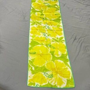 Vtg VERA Bug Hibiscus oblong Scarf lime green and yellow - Picture 1 of 4