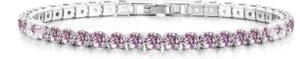 925 Sterling Silver White Gold Plated 1.25 CT Pink Topaz Tennis Bracelet. - Picture 1 of 1