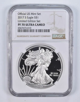 2017-S PF70 UCAM American Silver Eagle Limited Edition Set NGC Brown Label - Image 1 of 4
