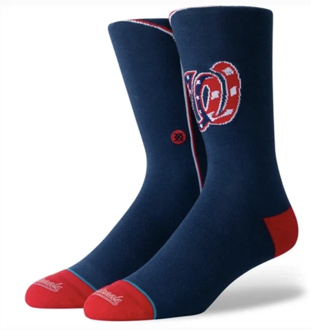 STANCE MLB Washington Nationals Navy Blue Alt Jersey 2 Crew Socks NEW Mens Sz L Cover