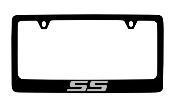 Chevrolet SS Black Letters Black Coated Metal License Plate Frame Holder - Image 1 of 1