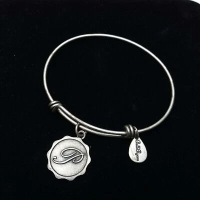 Bella Ryann ID bracelet P charm silver modest gift bangle - Image 1 of 4