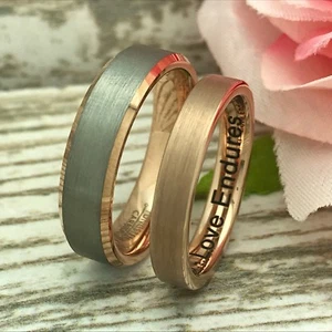 6mm/4mm His & Hers Tungsten Wedding Ring, Anniversary Ring, Couples Ring Set - Picture 1 of 9