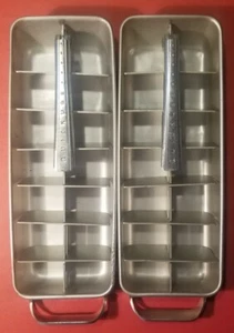 2 Vtg Frigidaire Quickcube Aluminum Ice Cube Trays Quick Lever Release 14 Cube - Picture 1 of 4