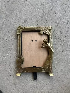 Vintage Art Nouveau Revival Frame Lady by the Lake Bronze 6.5" x 5" Mirror - Picture 1 of 17