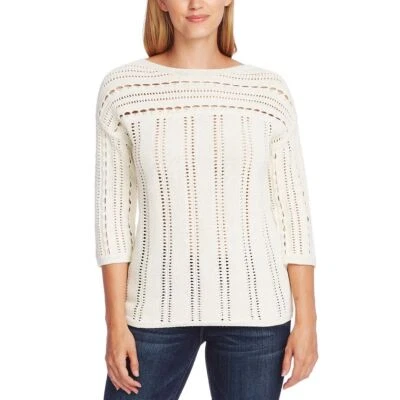 VINCE CAMUTO NUEVO Suéter Top Para Mujer Algodón Punto Abierto Cuello Barco TEDO Foto 1 de 2