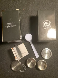 i Cafilas Stainless Steel Coffee Capsule Pods (2) Reusable Filter For Nespresso - Picture 1 of 2